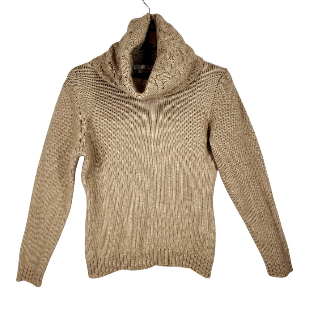 LB Luigi Baldo Womens M Merino Alpacaβ Cowl Neck Sweater Beige Oatmeal Pullover